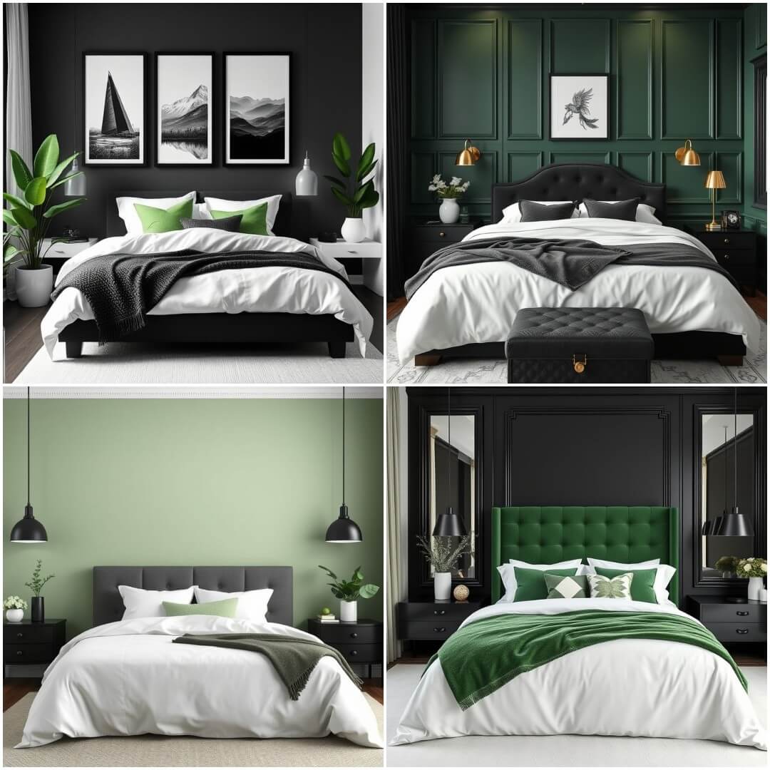 15 Black, White and Green Bedroom Ideas To Get Inspired