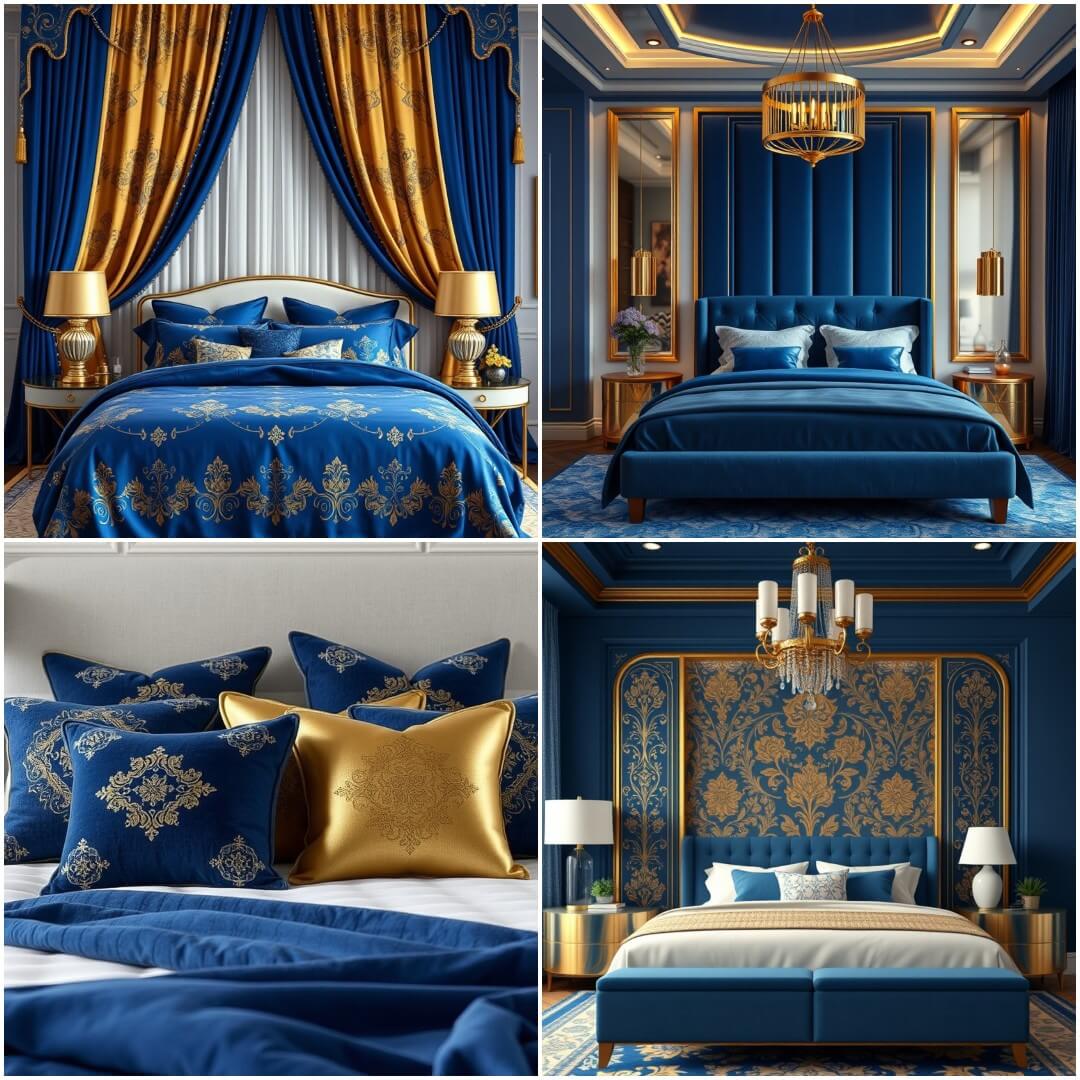 20 Blue and Gold Bedroom Ideas for Glamorous Interiors