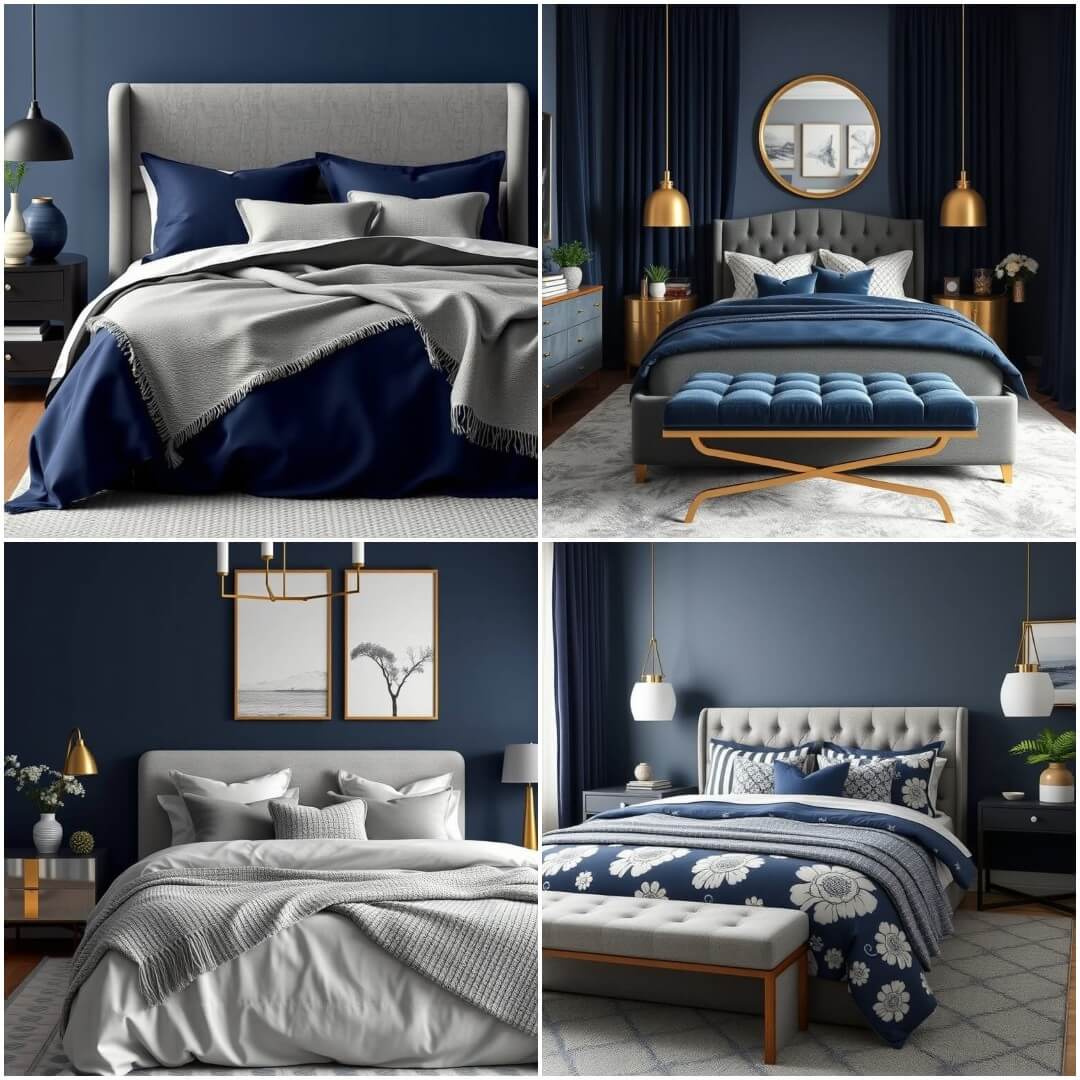 How to Style A Navy Blue and Grey Bedroom: 20 Stunning Ideas